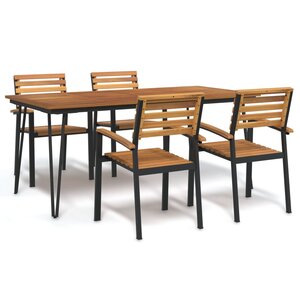 vidaXL Ensemble à manger de jardin 5 Pièces bois d'acacia massif et métal
