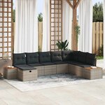 vidaXL Canapé de jardin 8 pièces avec coussins en rotin synthétique gris.