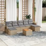 vidaXL Salon de jardin avec coussins 8 Pièces beige résine tressée