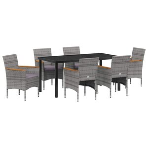 vidaXL Ensemble de salle à manger pour jardin 7 Pièces Gris polyrotin