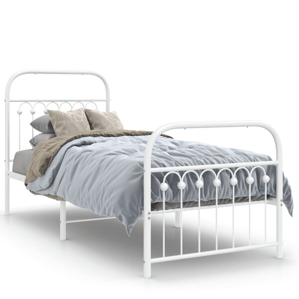 vidaXL Cadre de lit métal sans matelas avec pied de lit blanc 80x200cm