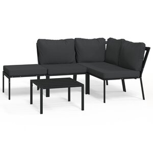 vidaXL Salon de jardin 5 Pièces avec coussins gris acier