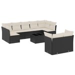 vidaXL Salon de jardin 10 Pièces avec coussins noir résine tressée