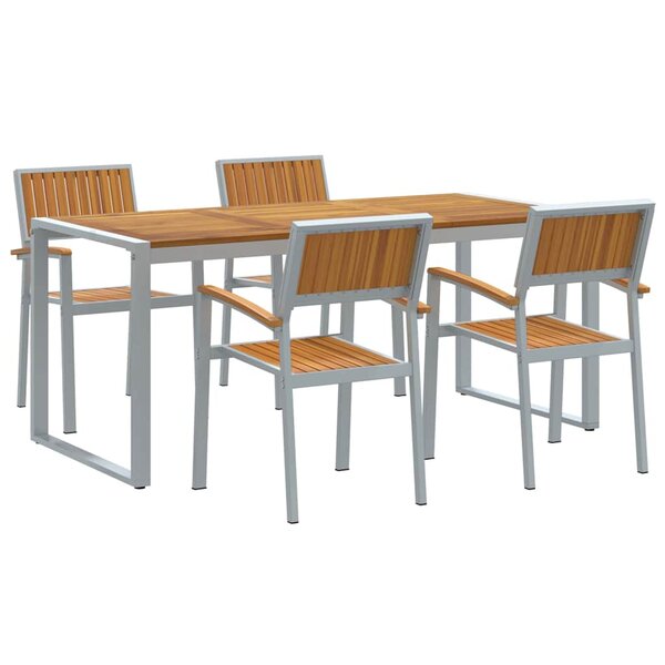 vidaXL Ensemble de salle à manger pour jardin 5 pc Gris