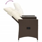 vidaXL Canapé de jardin inclinable 2 places avec table marron rotin