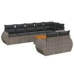 vidaXL Salon de jardin 9 Pièces avec coussins gris résine tressée