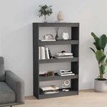 vidaXL Bibliothèque/Séparateur de pièce Gris 80x30x135 5 cm Pin massif