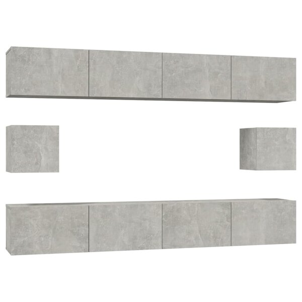 vidaXL Ensemble de meubles TV 6 Pièces Gris béton Bois d'ingénierie