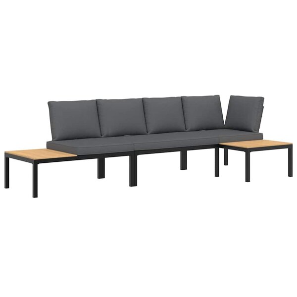 vidaXL Salon de jardin 3 Pièces avec coussins noir aluminium