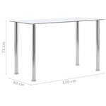 vidaXL Table à manger Transparent 120x60x75 cm Verre trempé