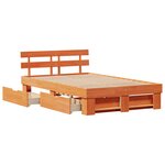 vidaXL Cadre de Lit avec Tiroirs Marron Ciré 140x190 cm Bois de Pin Massif