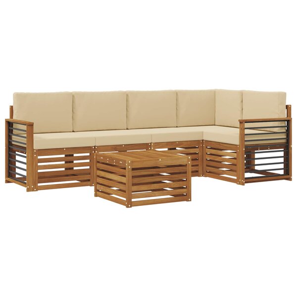 vidaXL Ensemble de canapés d'extérieur 6 pc Naturel et Beige Polyester