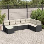 vidaXL Ensemble de canapé de jardin 8 Pièces Noir  blanc Poly rotin