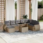 vidaXL Salon de jardin avec coussins 9 Pièces beige résine tressée
