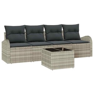 vidaXL Ensemble de canapé de jardin 5 Pièces Gris clair 55 x 55 x 37 cm
