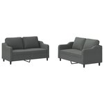 vidaXL Ensemble de canapés 2 Pièces avec coussins Gris foncé Tissu
