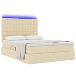 vidaXL Lit de rangement LED avec matelas Crème 140 x 190 cm Tissu