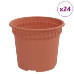 vidaXL Pot à fleurs rond 24 Pièces Rouge brique Ø 12 5 x 10 cm Plastique