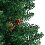 vidaXL Sapin de Noël mince avec bois véritable et cônes vert 150cm PVC