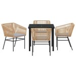 vidaXL Ensemble de salle à manger pour jardin 5 Pièces Marron Poly rotin