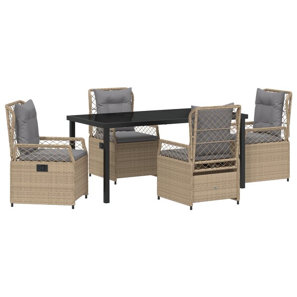 vidaXL Ensemble de salle à manger de jardin 5 pièces en beige poly rattan