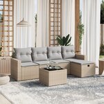 vidaXL Salon de jardin avec coussins 6Pièces mélange beige résine tressée