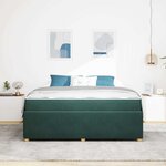 vidaXL Cadre de lit avec matelas Vert foncé 180 x 200 cm tissu