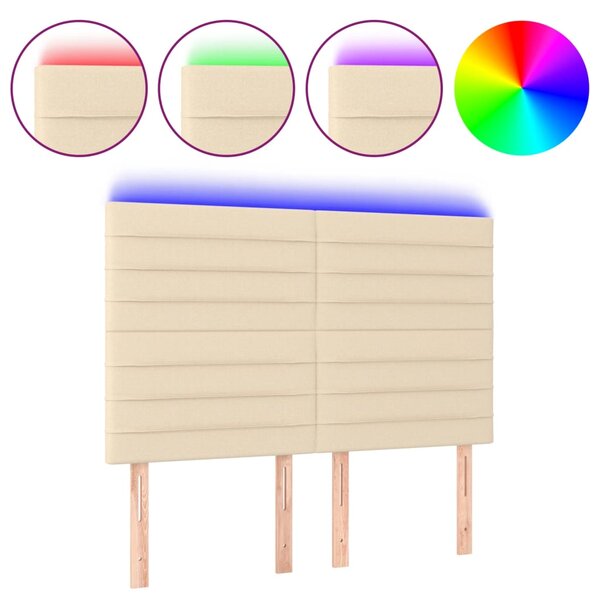 vidaXL Tête de lit à LED Crème 144x5x118/128 cm Tissu