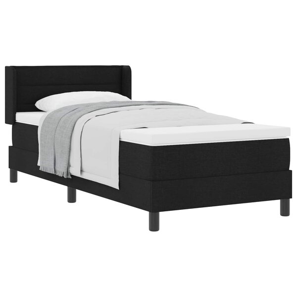 vidaXL Lit à ressorts avec tête de lit Noir 200 x 100 cm tissu