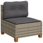 vidaXL Salon de jardin avec coussins 7 Pièces gris résine tressée