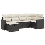 vidaXL Salon de jardin 6 Pièces avec coussins noir résine tressée
