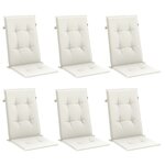 vidaXL Coussins de chaise à dossier haut lot de 6 crème mélangé tissu