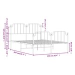 vidaXL Cadre de lit métal sans matelas et pied de lit blanc 150x200 cm