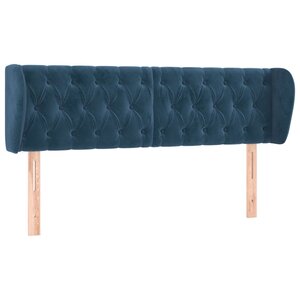 vidaXL Tête de lit avec oreilles Bleu foncé 147x23x78/88 cm Velours