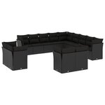 vidaXL Salon de jardin avec coussins 13 Pièces noir résine tressée