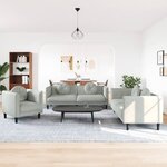 vidaXL Ensemble de canapés 3 Pièces avec coussins gris clair velours