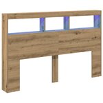 vidaXL Armoire tête de lit avec LED chêne artisanal 160x17x102 cm