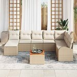 vidaXL Ensemble de canapé de jardin 9 Pièces Beige et blanc