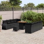 vidaXL Ensemble de canapé de jardin 11 Pièces Noir Poly rotin