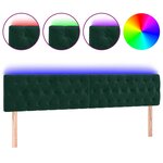 vidaXL Tête de lit à LED Vert foncé 200x7x78/88 cm Velours