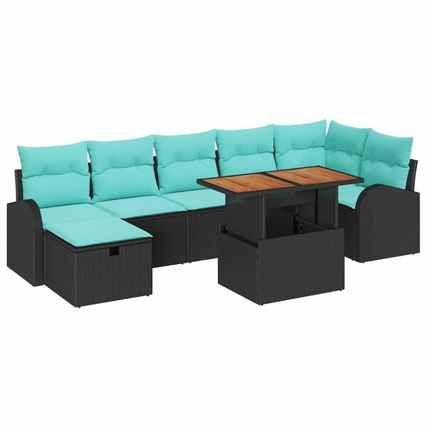 vidaXL Ensemble de canapé de jardin 8 Pièces Noir polyrotin