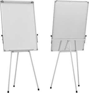 Chevalet de conférence avec trépied réglable en hauteur 60 x 90 cm magnétique effaçable incluant marqueurs aimants papiers éponge paperboard tableau magnétique blanc 01_0000171
