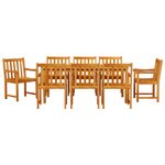 Set de jardin 9 pièces vidaXL en bois d'acacia massif