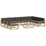 vidaXL Ensemble de canapés d'extérieur 10 pc Blanc et anthracite