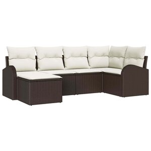vidaXL Ensemble de canapé de jardin 6 Pièces Marron Poly rotin