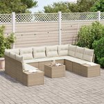 vidaXL Ensemble de canapé de jardin 10 Pièces Beige polyrotin