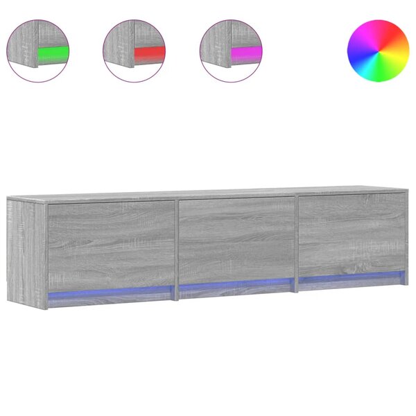 vidaXL Meuble TV avec LED sonoma gris 165x34x40 cm bois d'ingénierie