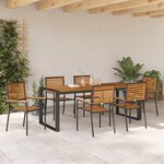 vidaXL Ensemble de salle à manger pour jardin 7 Pièces Noir