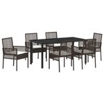 vidaXL Ensemble de salle à manger de jardin de 7 pièces avec coussins Marron Poly Rotin