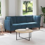vidaXL Ensemble de meubles pour le salon 3 Pièces Bleu Velours